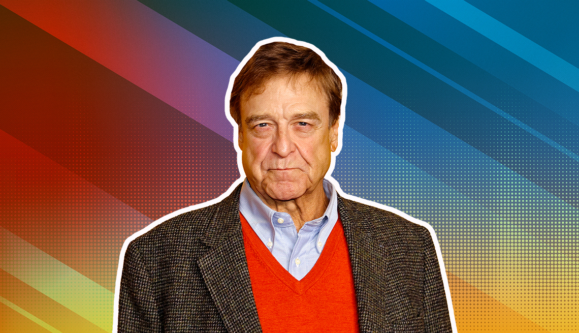 item 7 of Gallery image - John Goodman outlined against a rainbow ombre background
