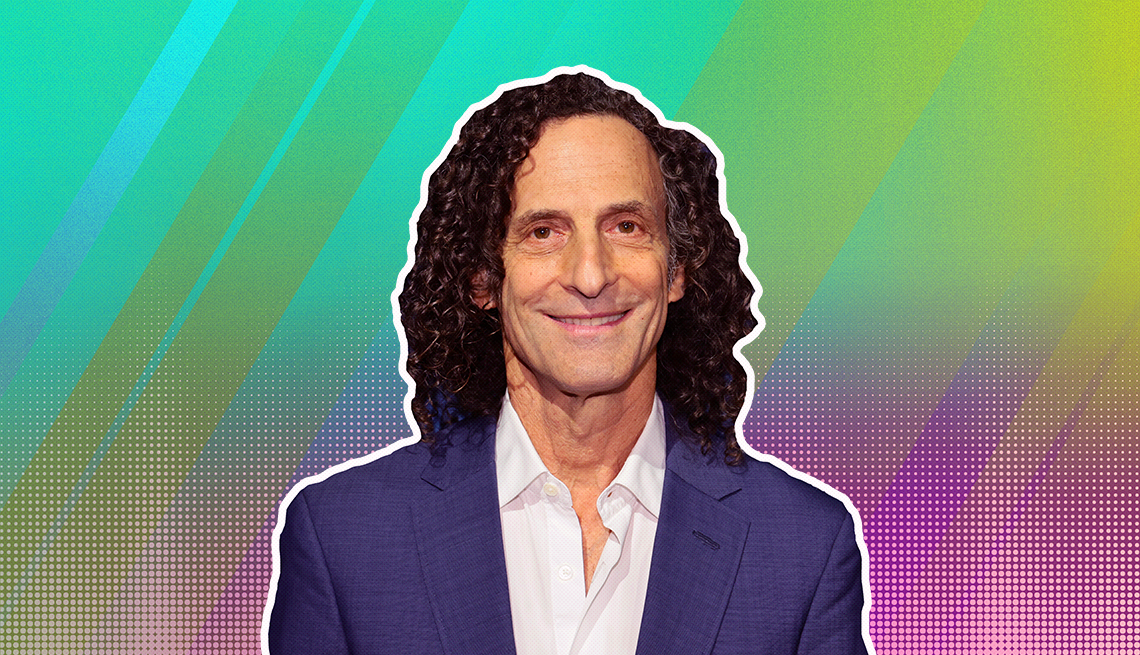 item 22 of Gallery image - Kenny G outlined against a rainbow ombre background