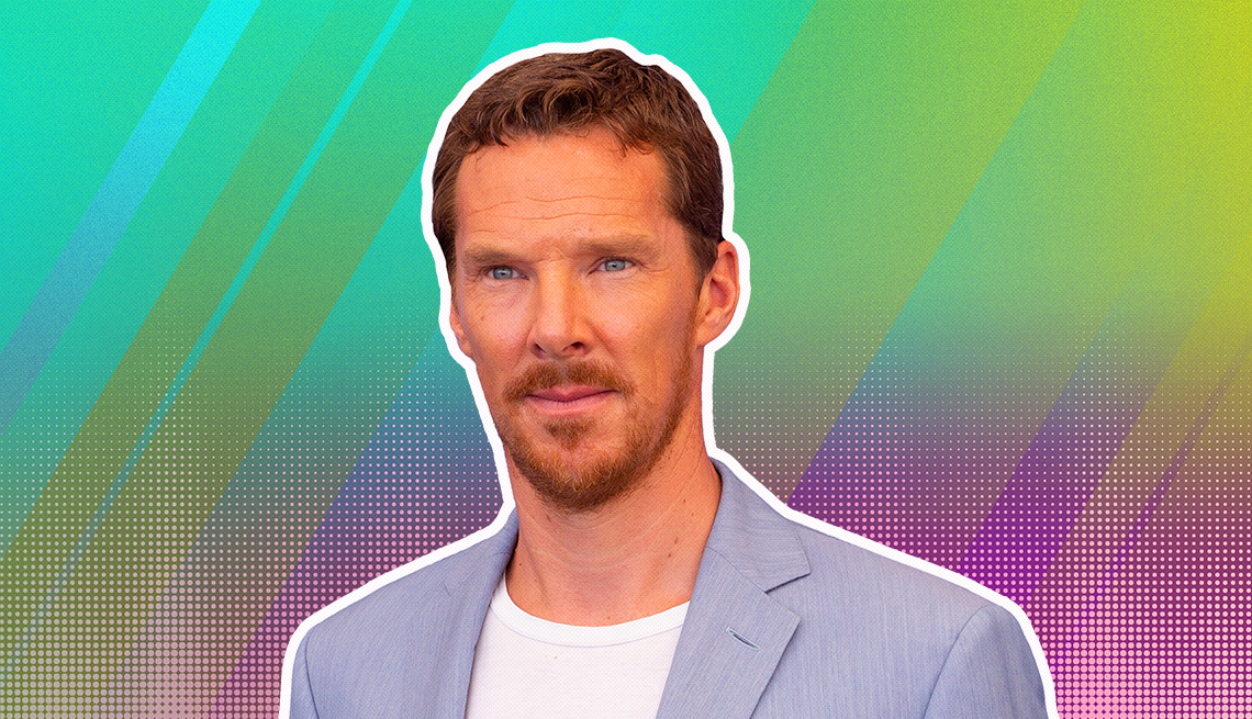 item 13 of Gallery image - Benedict Cumberbatch outlined against a rainbow ombre background