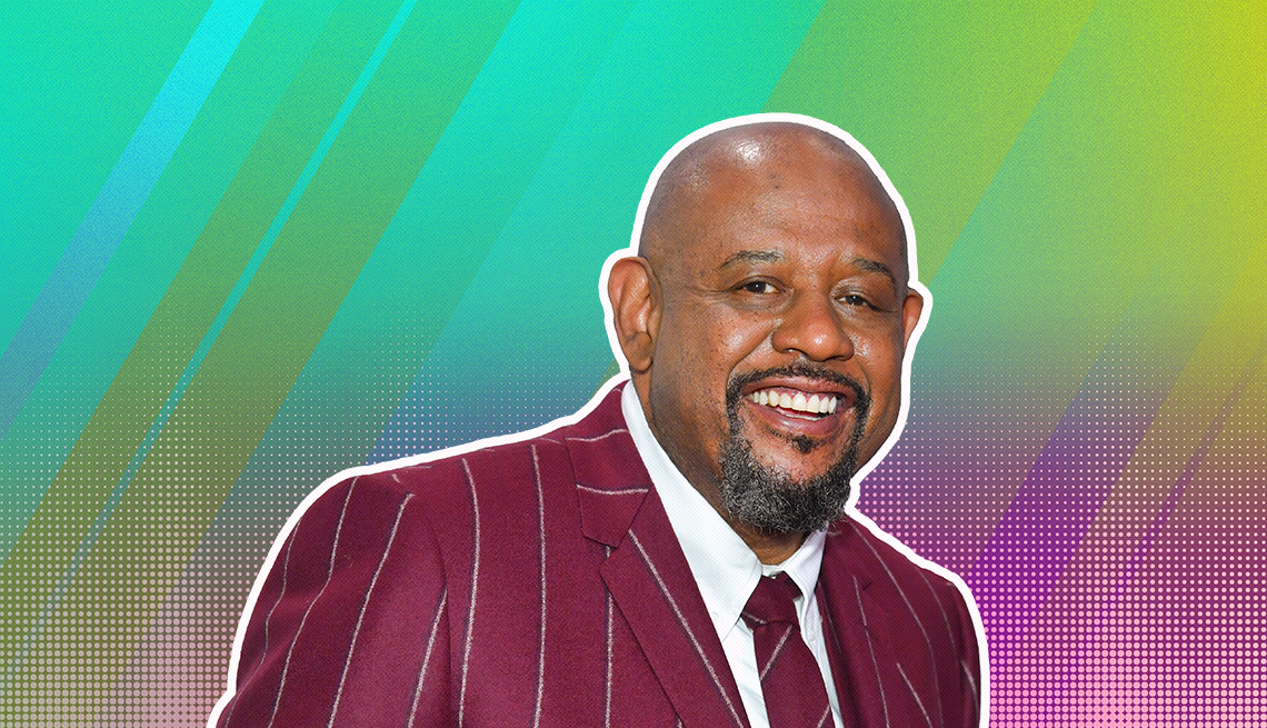 item 17 of Gallery image - Forest Whitaker outlined against a rainbow ombre background