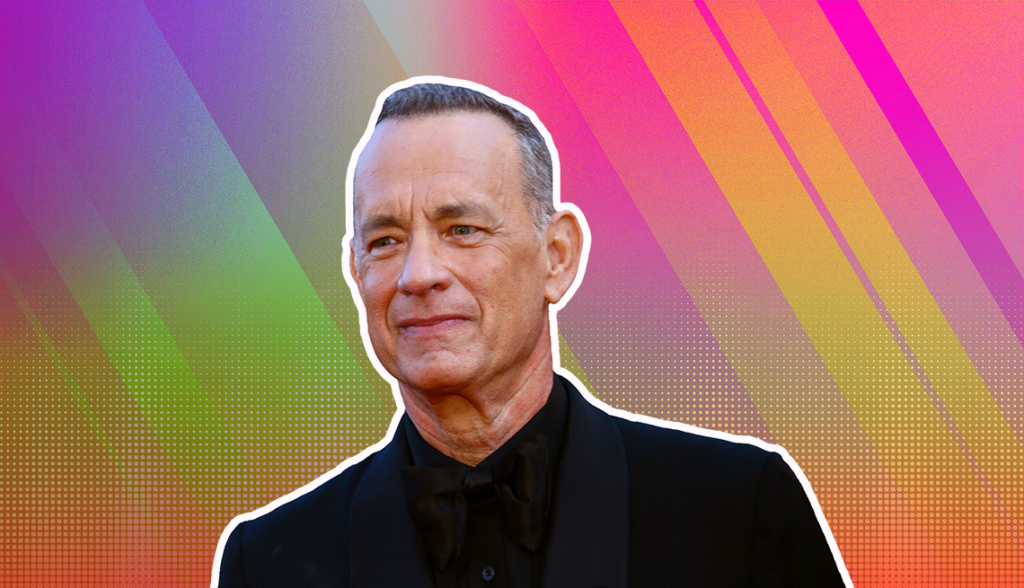 item 23 of Gallery image - Tom Hanks outlined against a rainbow ombre background
