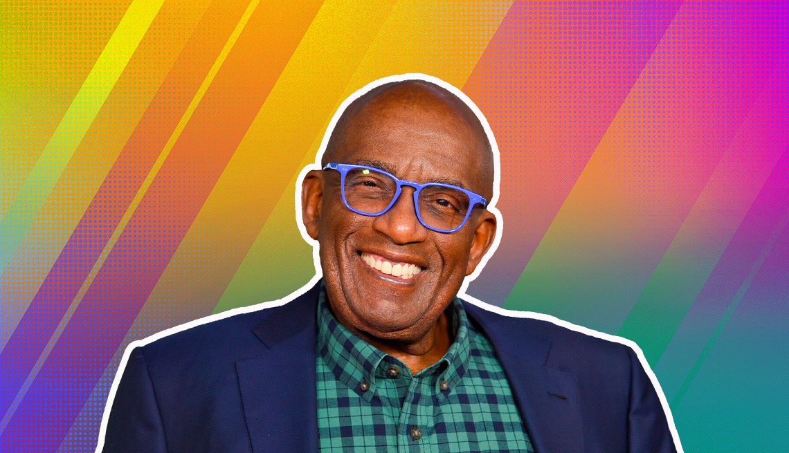 item 12 of Gallery image - Al Roker outlined against a rainbow ombre background