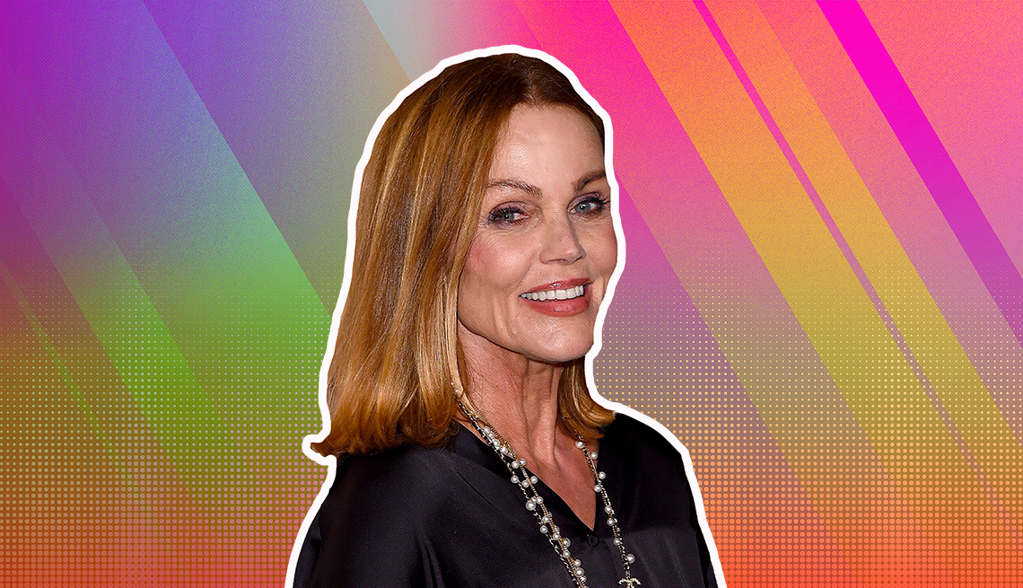 item 15 of Gallery image - Belinda Carlisle outlined against a rainbow ombre background