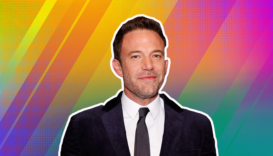 item 17 of Gallery image - Ben Affleck outlined against a rainbow ombre background