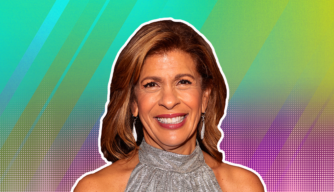 item 23 of Gallery image - Hoda Kotb outlined against a rainbow ombre background