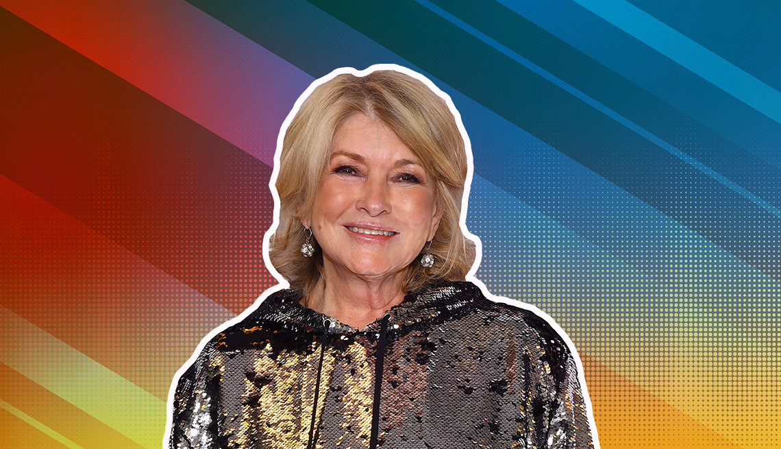 item 29 of Gallery image - Martha Stewart outlined against a rainbow ombre background