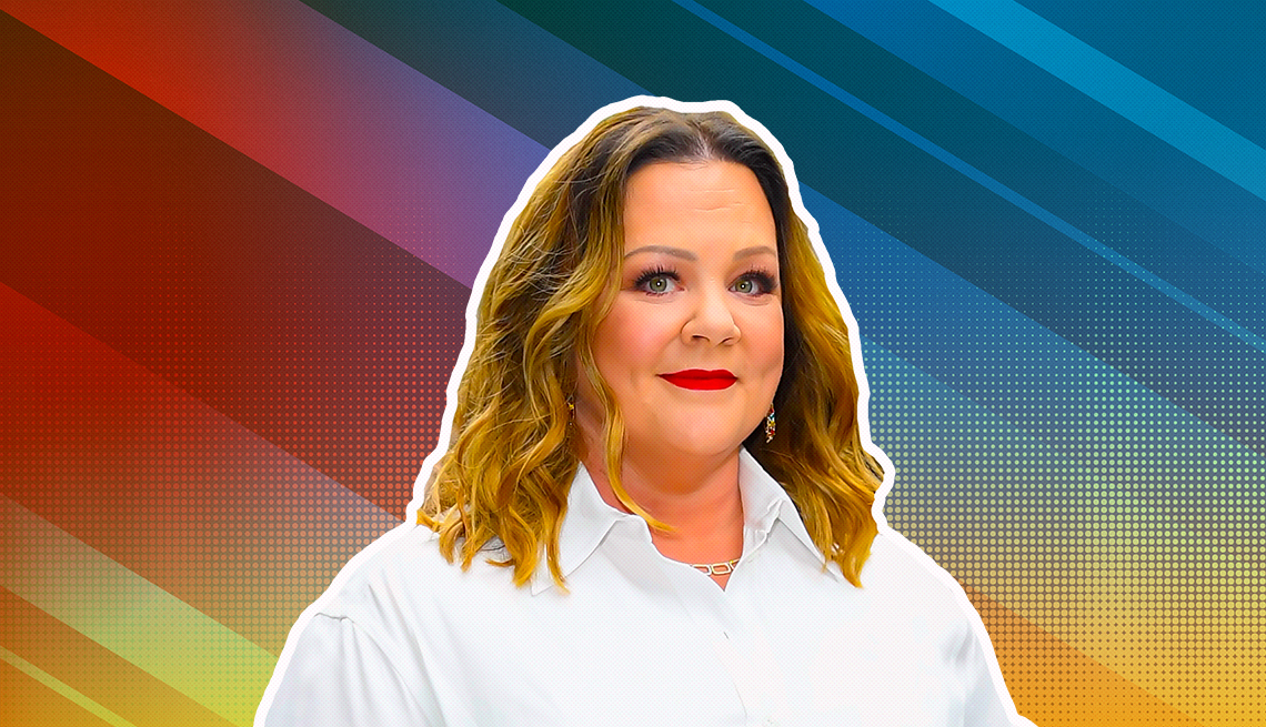 item 6 of Gallery image - Melissa McCarthy outlined against a rainbow ombre background
