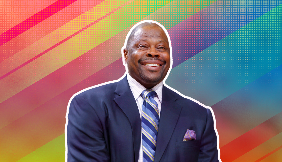 item 27 of Gallery image - Patrick Ewing outlined against a rainbow ombre background