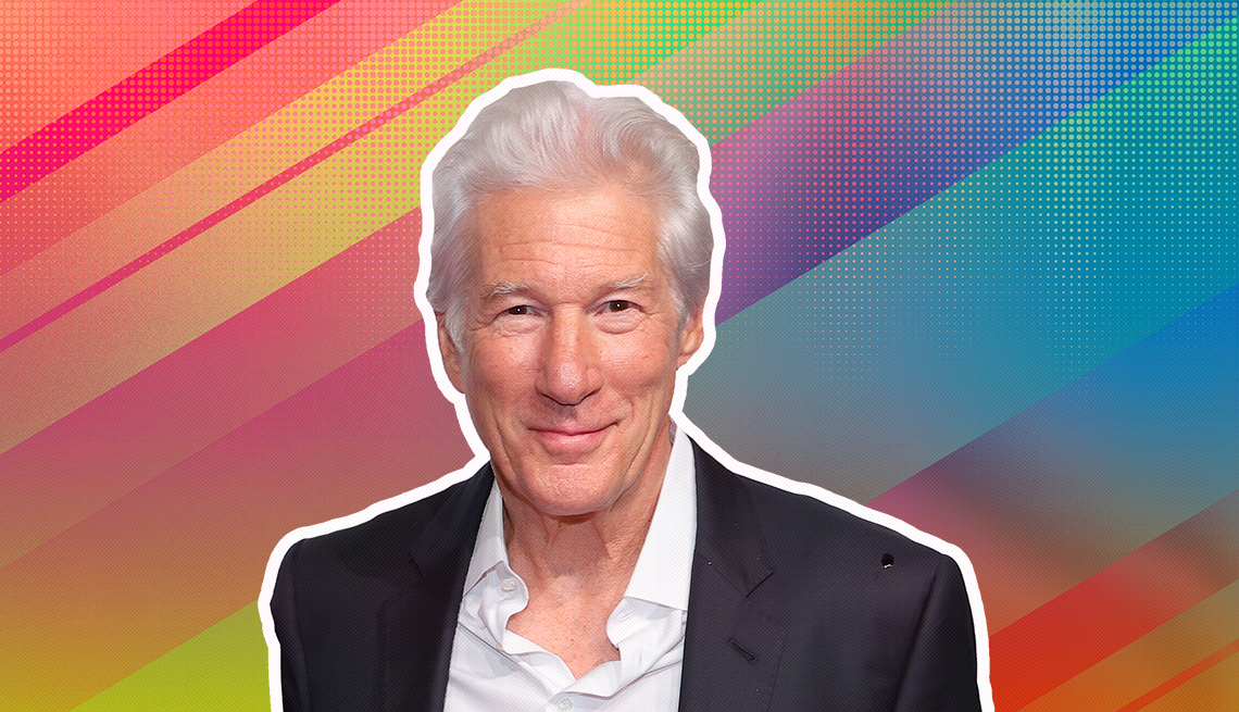 item 1 of Gallery image - Richard Gere outlined against a rainbow ombre background