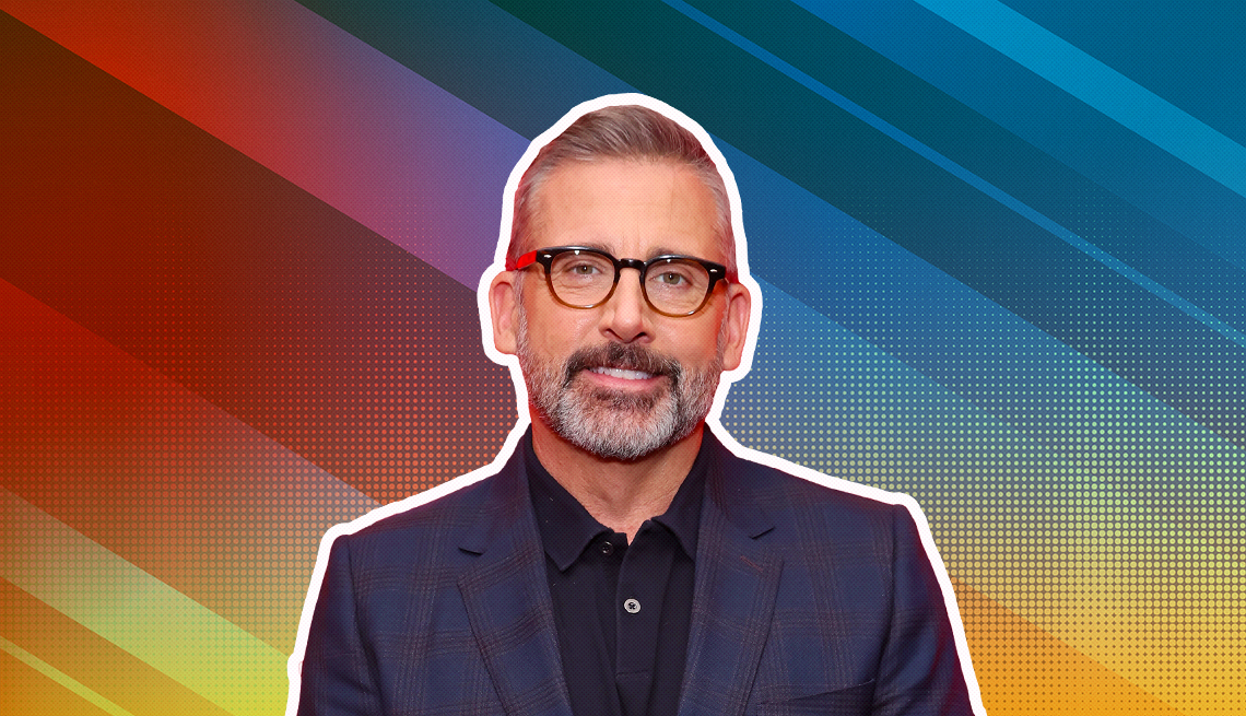 item 16 of Gallery image - Steve Carell outlined against a rainbow ombre background