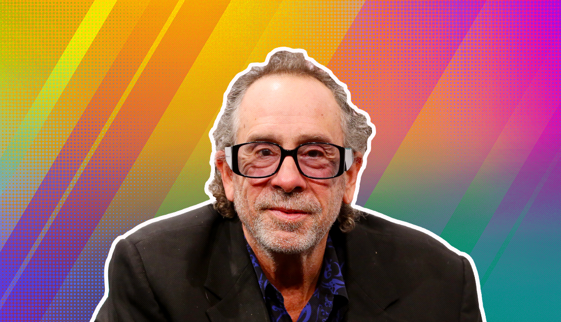 item 7 of Gallery image - Tim Burton outlined against a rainbow ombre background