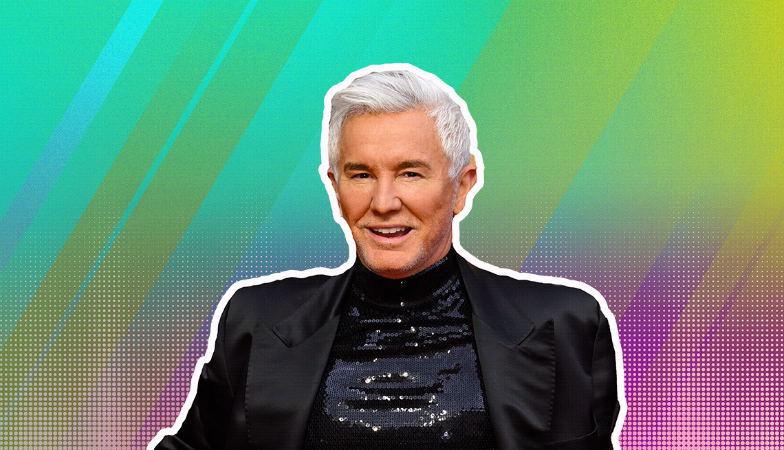 item 14 of Gallery image - Baz Luhrmann outlined against a rainbow ombre background