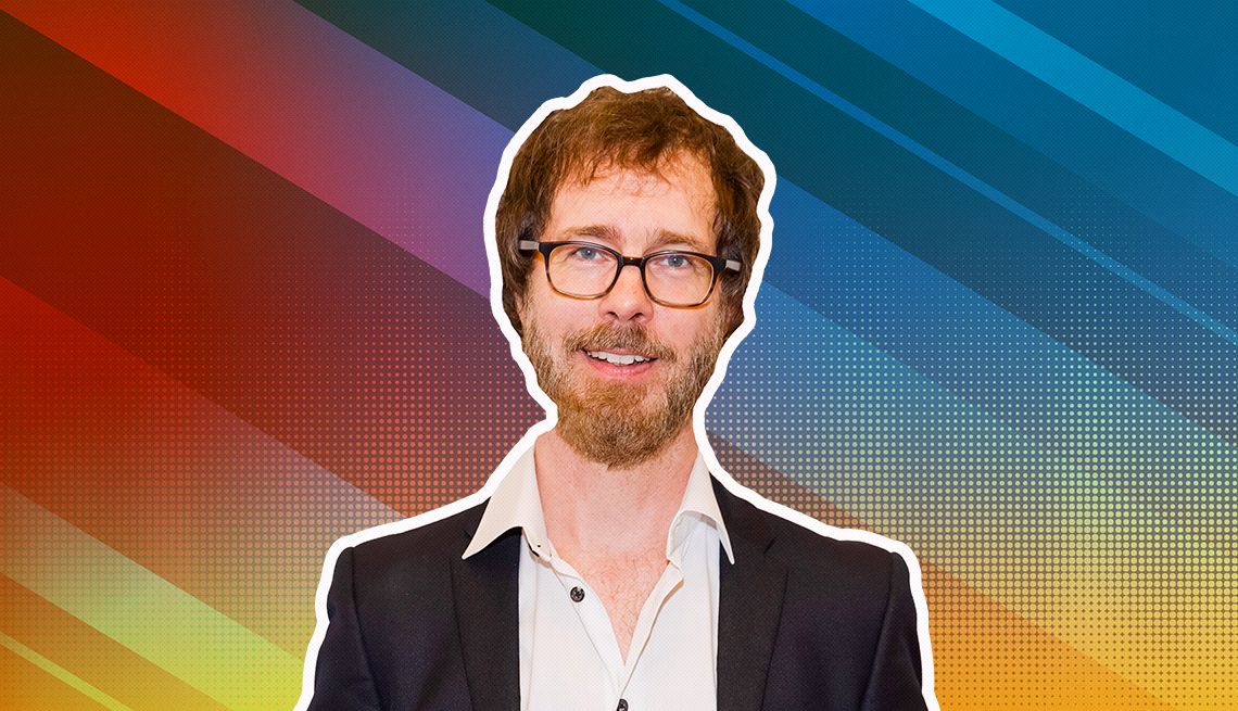 item 19 of Gallery image - Ben Folds outlined against a rainbow ombre background