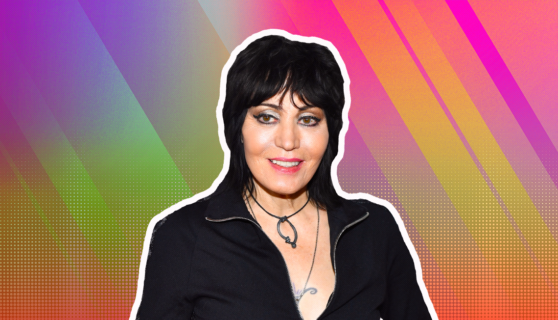 item 9 of Gallery image - Joan Jett outlined against a rainbow ombre background
