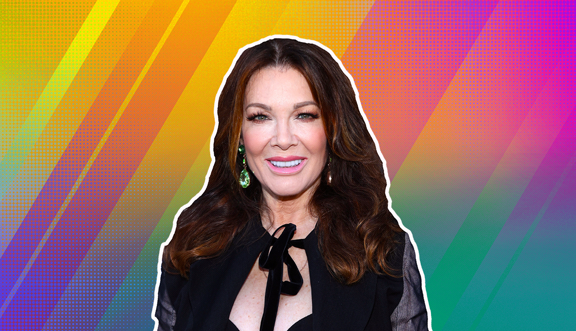 item 16 of Gallery image - Lisa Vanderpump outlined against a rainbow ombre background