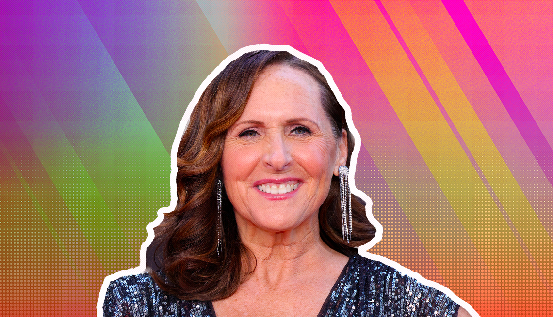 item 15 of Gallery image - Molly Shannon outlined against a rainbow ombre background
