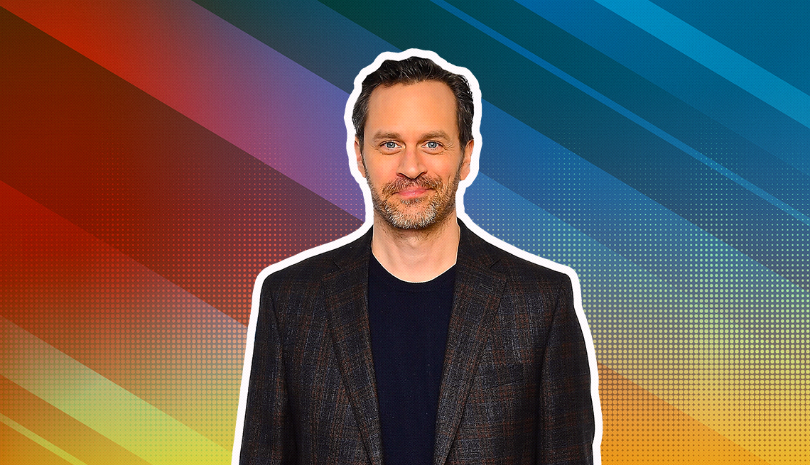 item 24 of Gallery image - Tom Everett Scott outlined against a rainbow ombre background