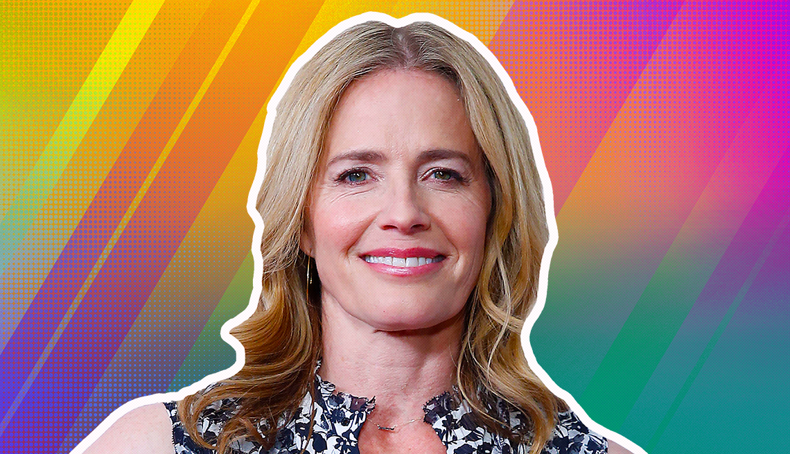 item 26 of Gallery image - Elisabeth Shue outlined against a rainbow ombre background