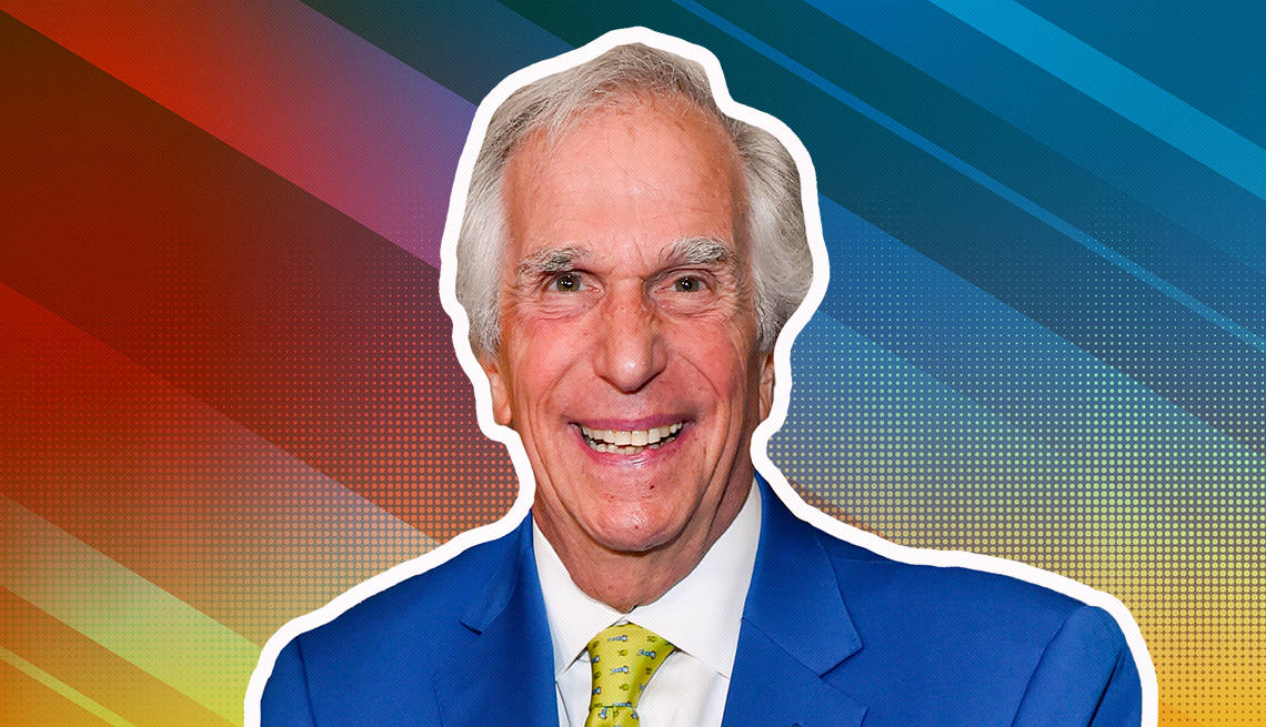item 2 of Gallery image - henry winkler outlined against a rainbow ombre background