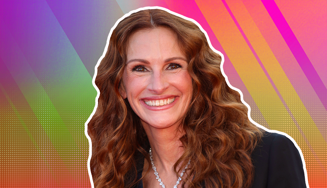item 4 of Gallery image - julia roberts outlined against a rainbow ombre background