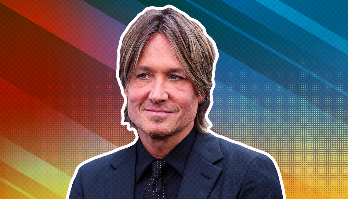 item 6 of Gallery image - keith urban outlined against a rainbow ombre background