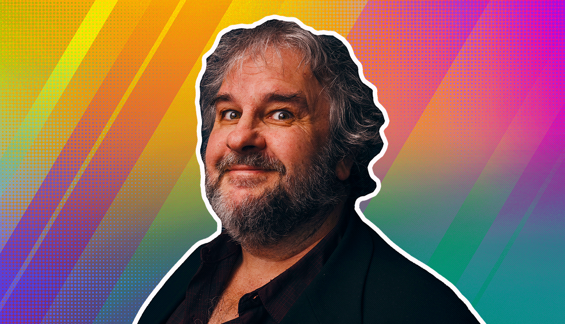 item 1 of Gallery image - peter jackson outlined against a rainbow ombre background