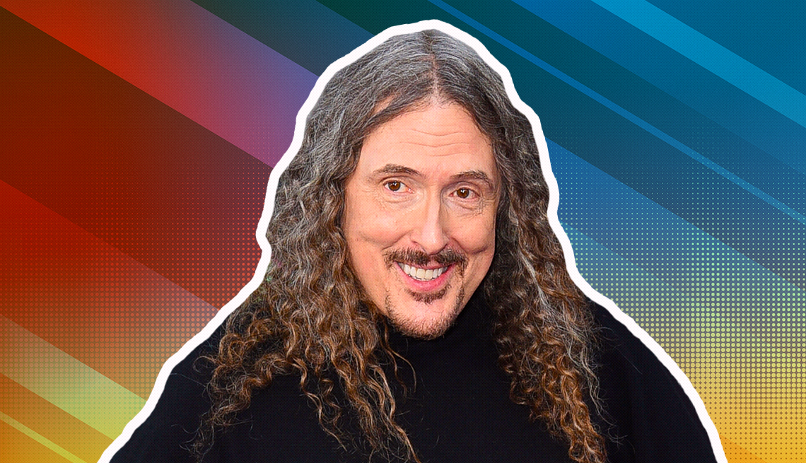 item 9 of Gallery image - Weird Al Yankovic outlined against a rainbow ombre background