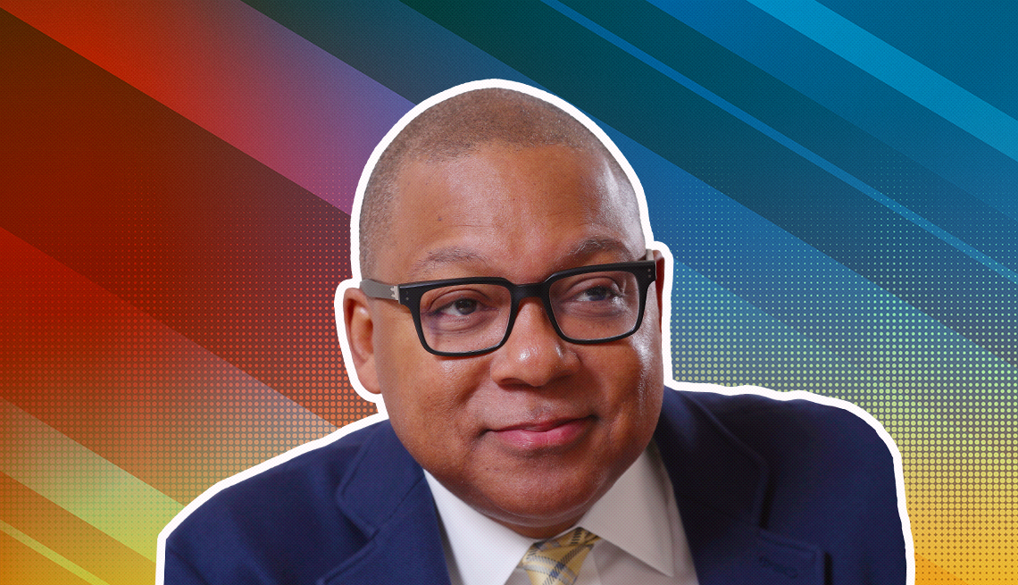 item 14 of Gallery image - wynton marsalis outlined against a rainbow ombre background