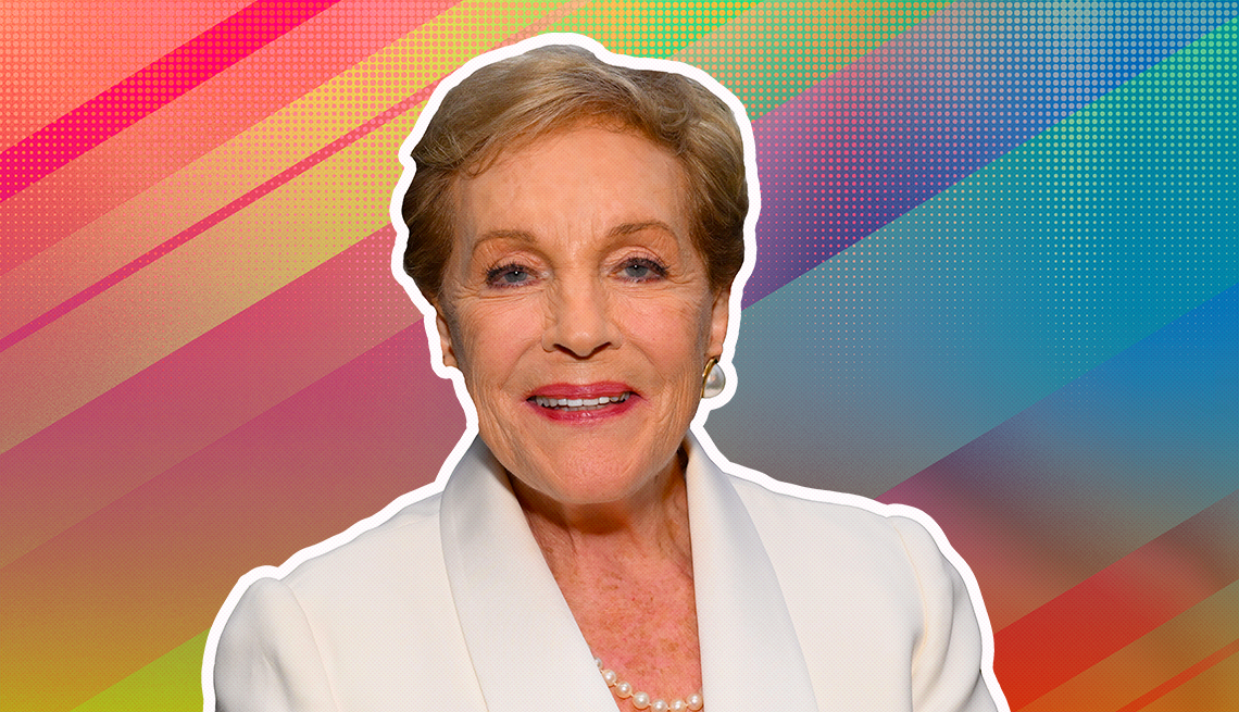 item 31 of Gallery image - Julie Andrews outlined against a rainbow ombre background