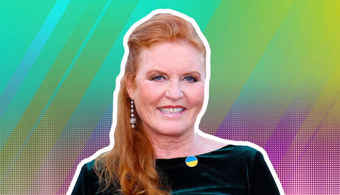 item 17 of Gallery image - Sarah Ferguson outlined against a rainbow ombre background