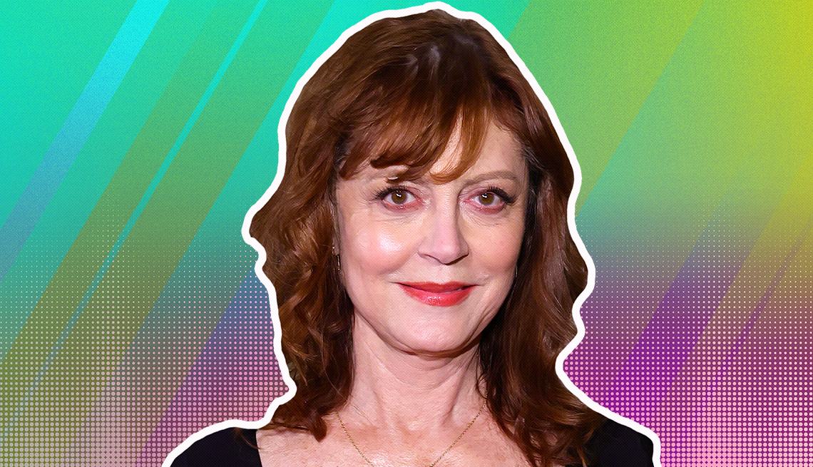 item 28 of Gallery image - Susan Sarandon outlined against a rainbow ombre background