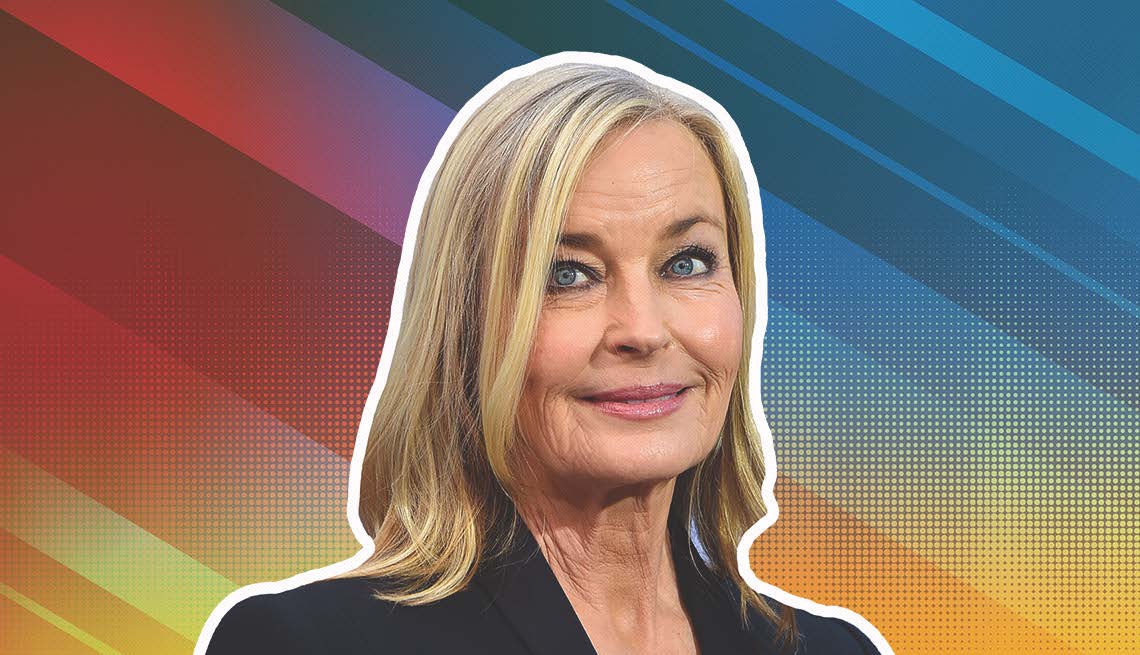 item 11 of Gallery image - bo derek outlined against a rainbow ombre background