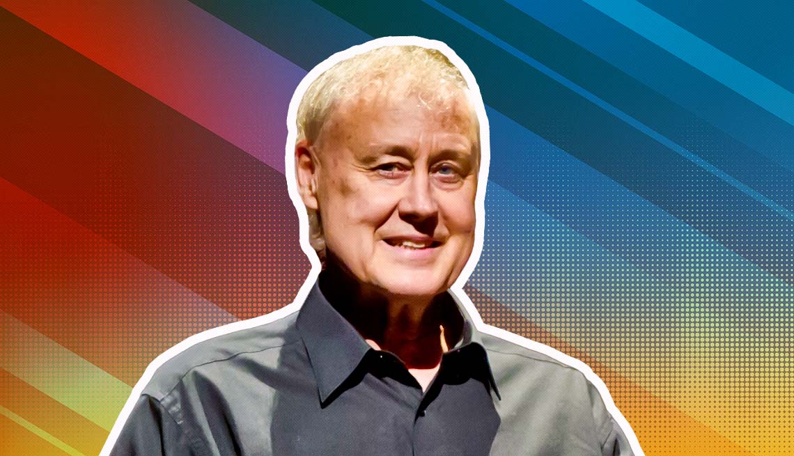 item 8 of Gallery image - bruce hornsby outlined against a rainbow ombre background