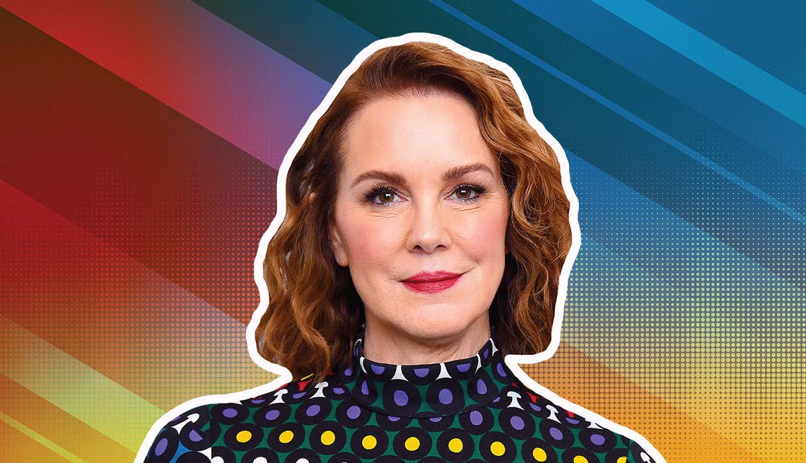 item 13 of Gallery image - elizabeth perkins outlined against a rainbow ombre background