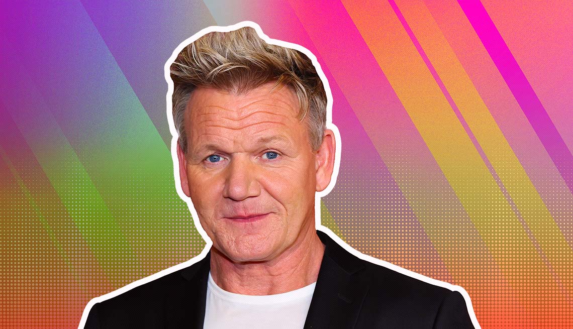 item 23 of Gallery image - gordon ramsay outlined against a rainbow ombre background