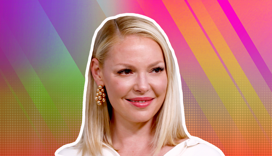 item 7 of Gallery image - katherine heigl outlined against a rainbow ombre background
