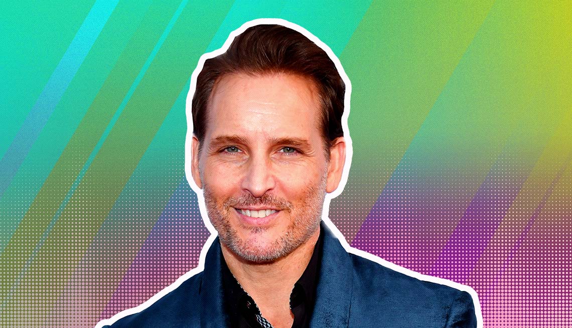 item 5 of Gallery image - peter facinelli outlined against a rainbow ombre background