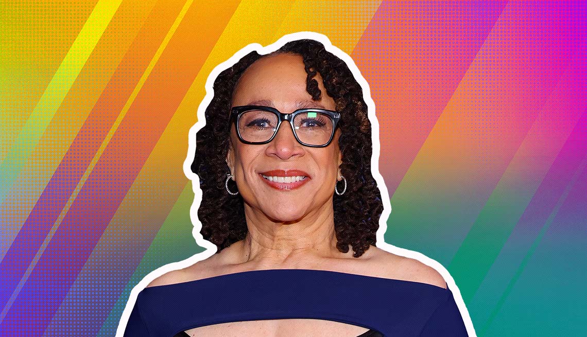 item 3 of Gallery image - s epatha merkerson outlined against a rainbow ombre background