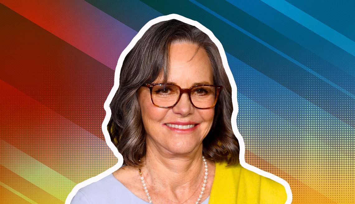 item 25 of Gallery image - sally field outlined against a rainbow ombre background