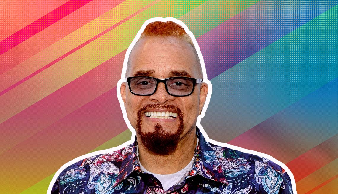 item 21 of Gallery image - sinbad outlined against a rainbow ombre background