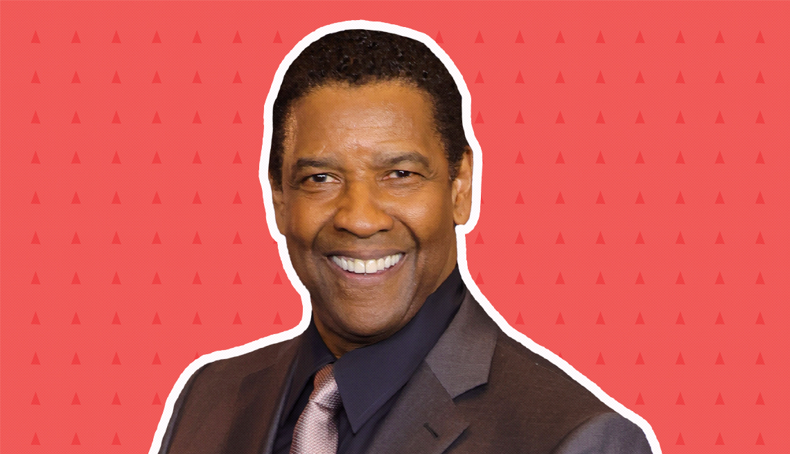 item 4 of Gallery image - denzel washington against dark pink background with mini triangles