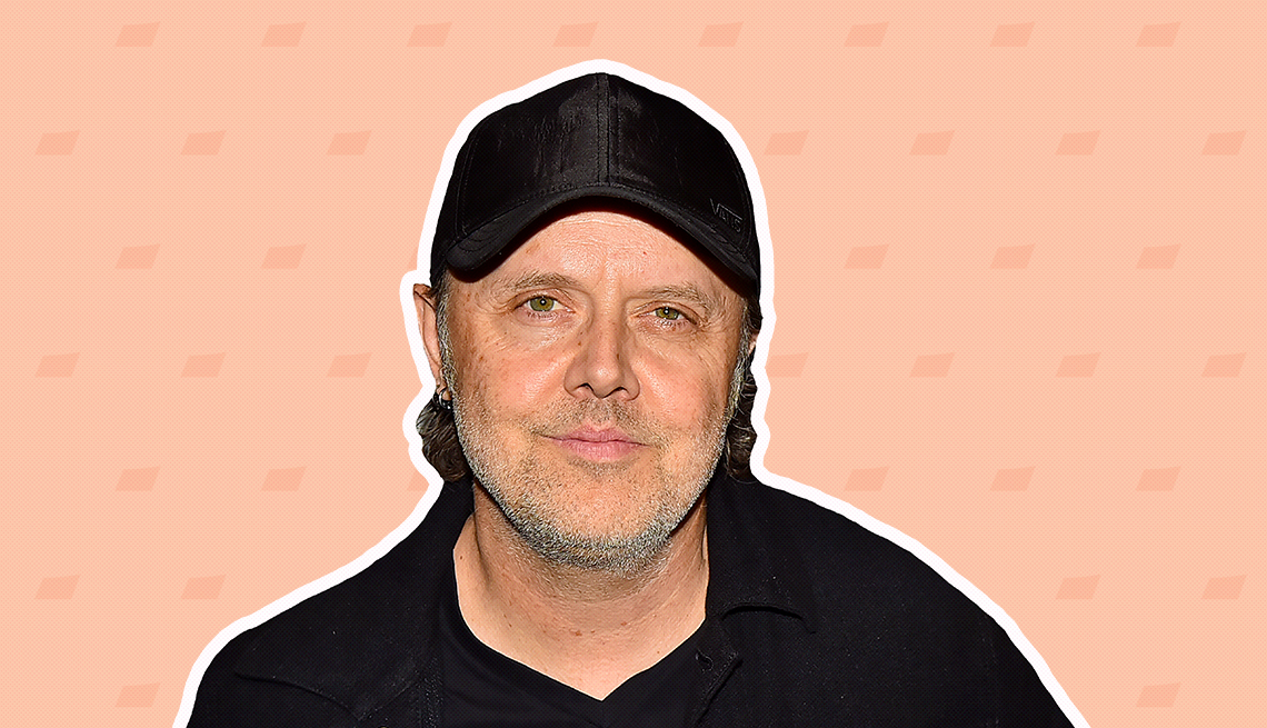 item 6 of Gallery image - lars ulrich on peach-colored background with mini shapes
