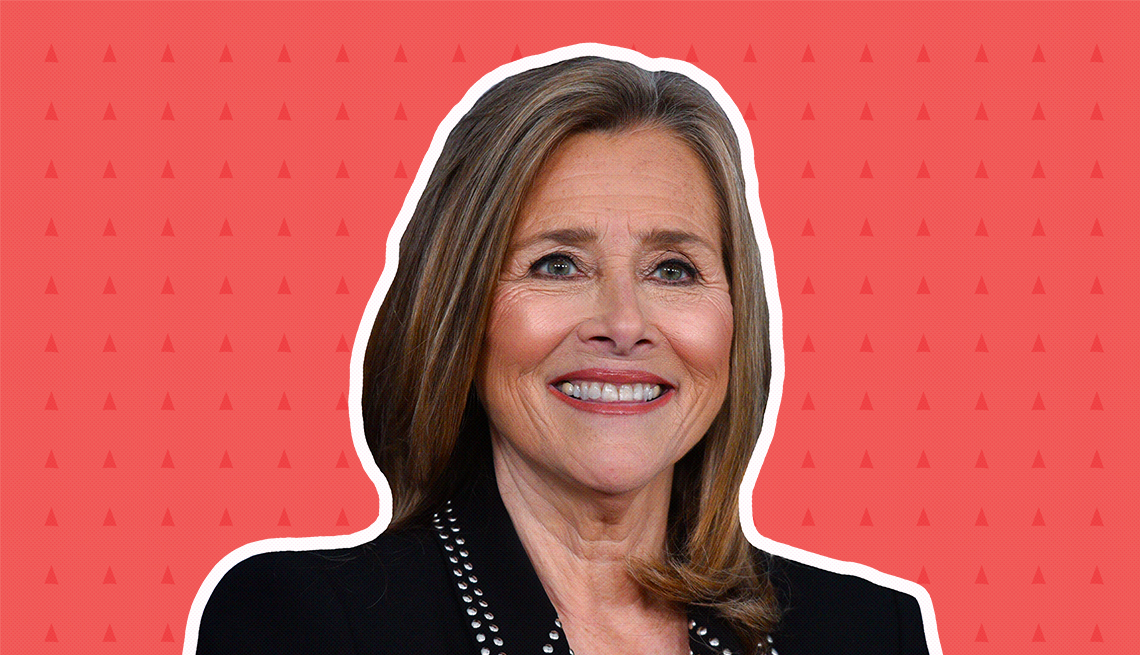 item 2 of Gallery image - meredith vieira against dark pink background with mini triangles