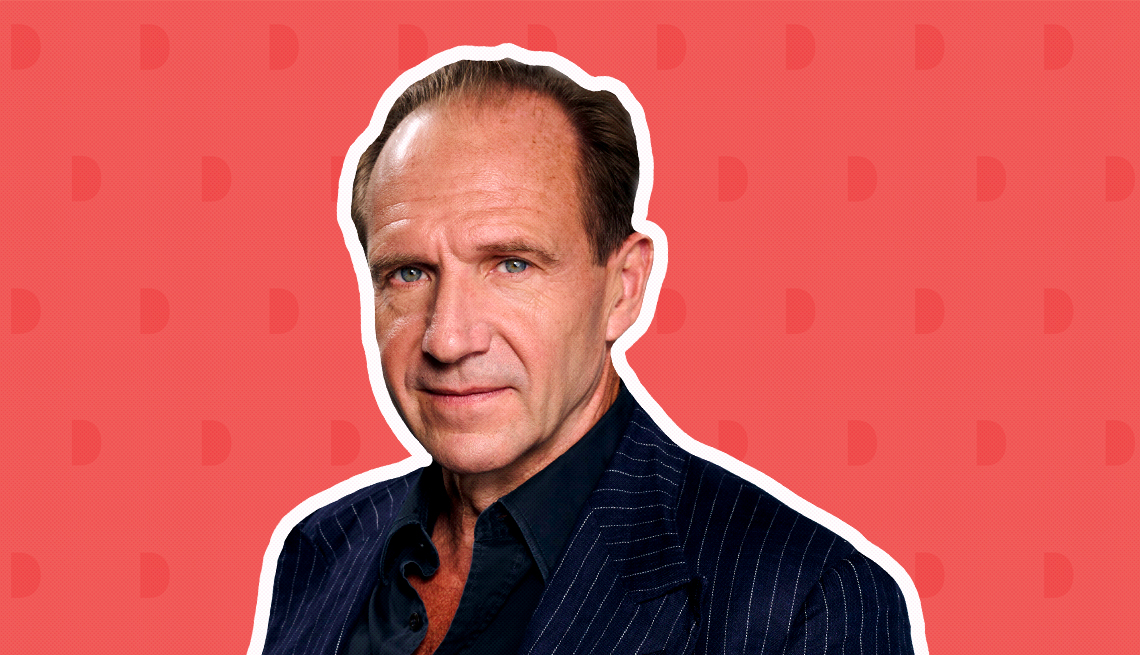 item 10 of Gallery image - ralph fiennes against dark pink background with mini shapes