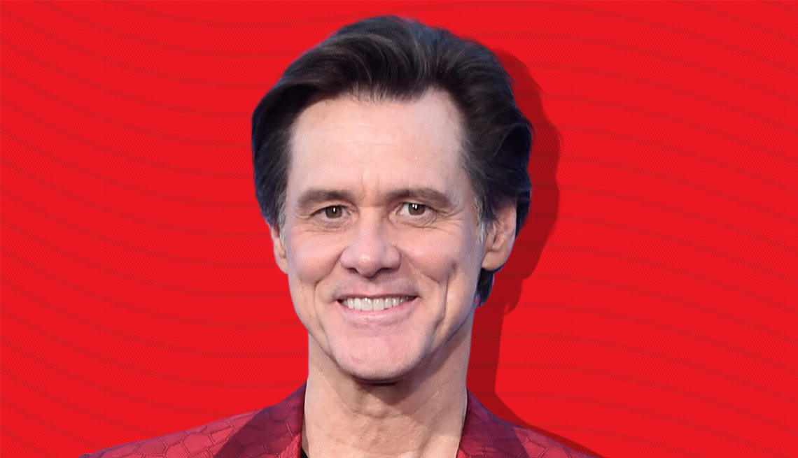 item 15 of Gallery image - jim carrey against red background with curved lines going horizontally from one end to the other