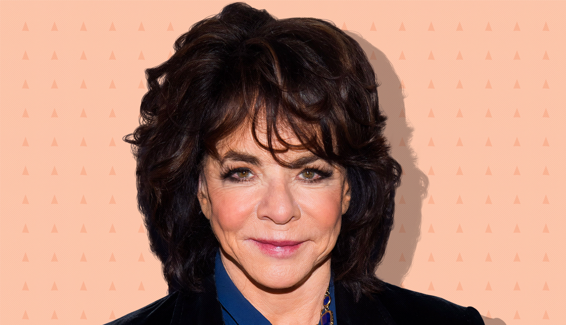 item 16 of Gallery image - stockard channing on peach colored background with mini triangles