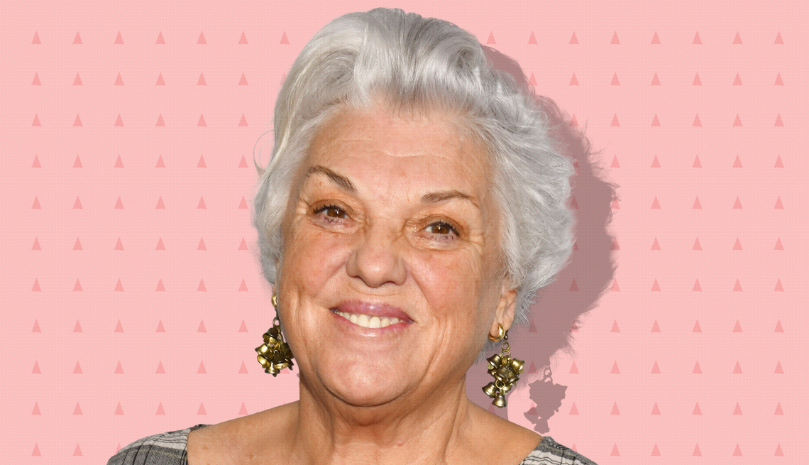 item 8 of Gallery image - tyne daly against light pink background with mini triangles