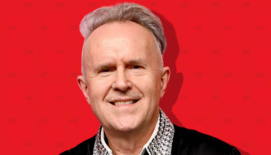 item 6 of Gallery image - howard jones against red background with mini shapes