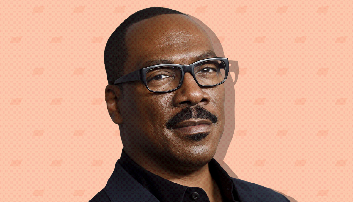 item 28 of Gallery image - eddie murphy on peach colored background with mini shapes