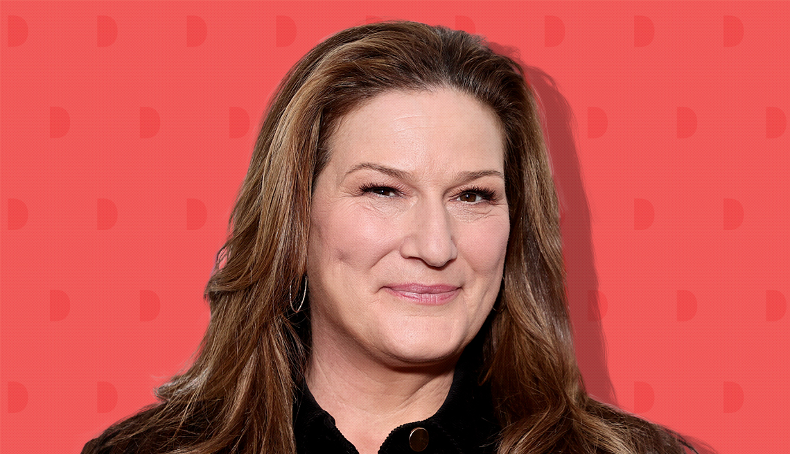 item 28 of Gallery image - ana gasteyer on dark pink background with mini shapes